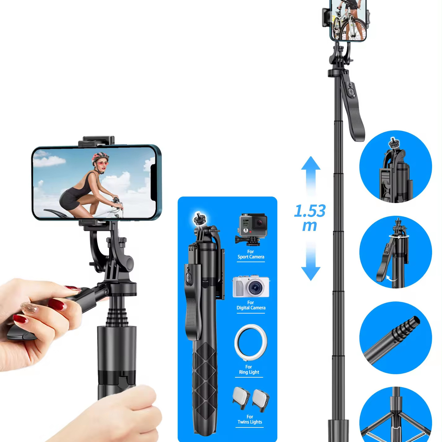 Multifunctional Umbrella Stand Balance Steady Shooting Live Bluetooth Tripod Selfie Stick  360 Degree Rotation Cell Phone Live