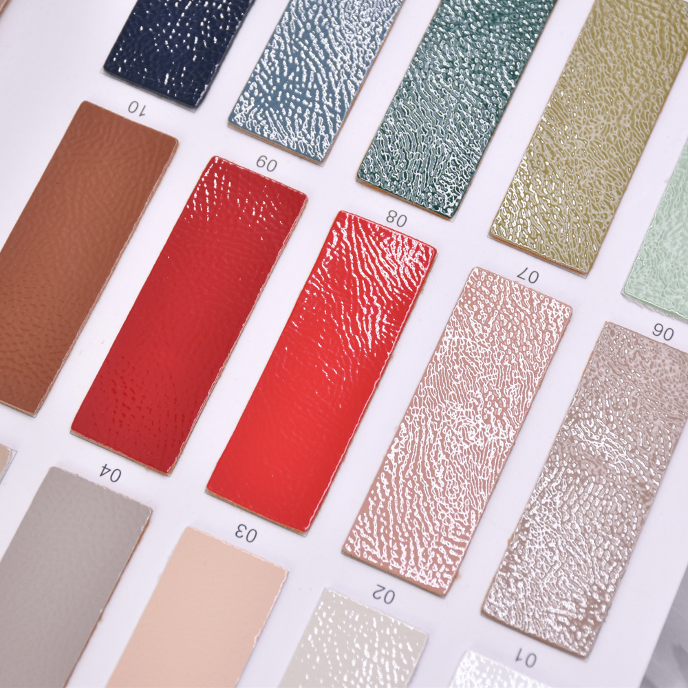 0.85mm thickness 15 colors custom lychee embossed faux leather fabric For Handbag shoes pu leather Fangmianrong Base