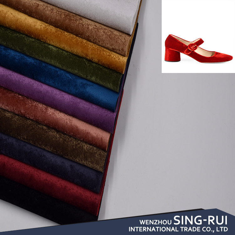 Autumn Winter 100% Polyester Suede Fabric Change Color Velvet Fabric For Shoes