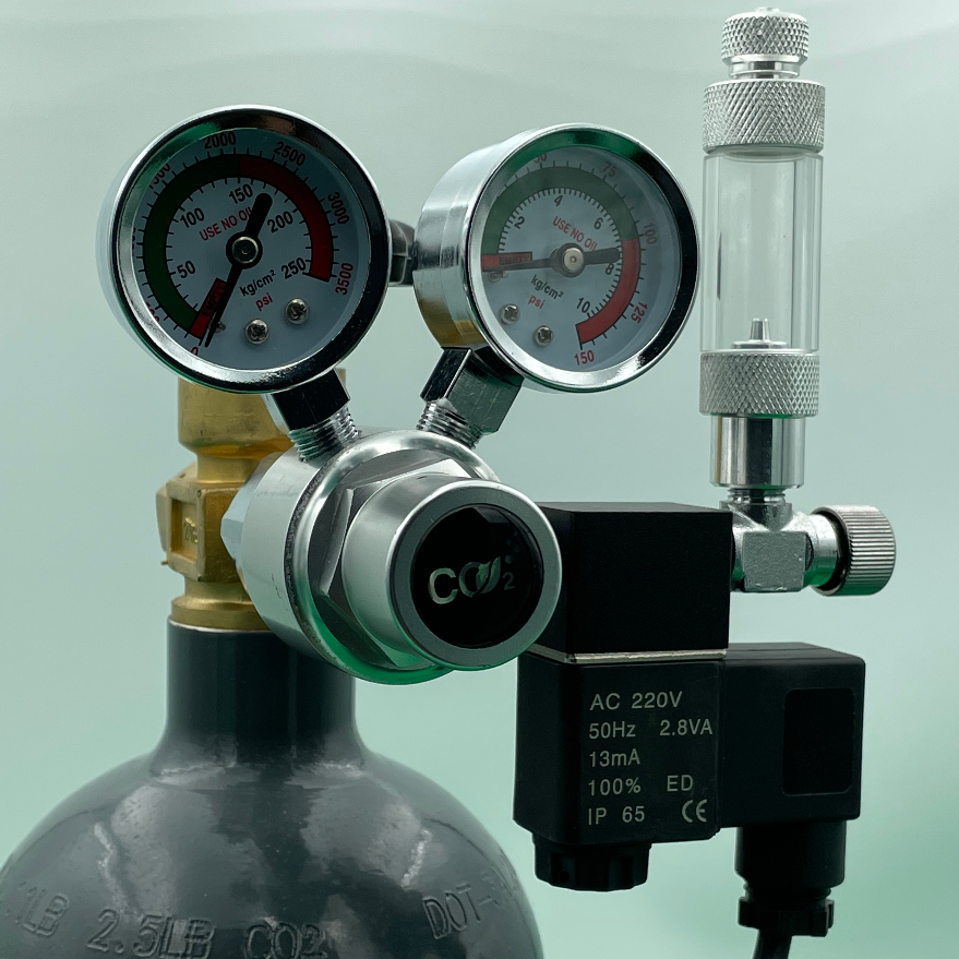 RTS Dual Gauge Aquarium Co2 Regulator With Check Valve Bubble Counter Magnetic Solenoid Valve