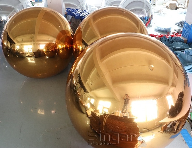 230cm golden giant outdoor big christmas decoration ball christmas ball mirror inflatable gold chrome ball for outdoor decor