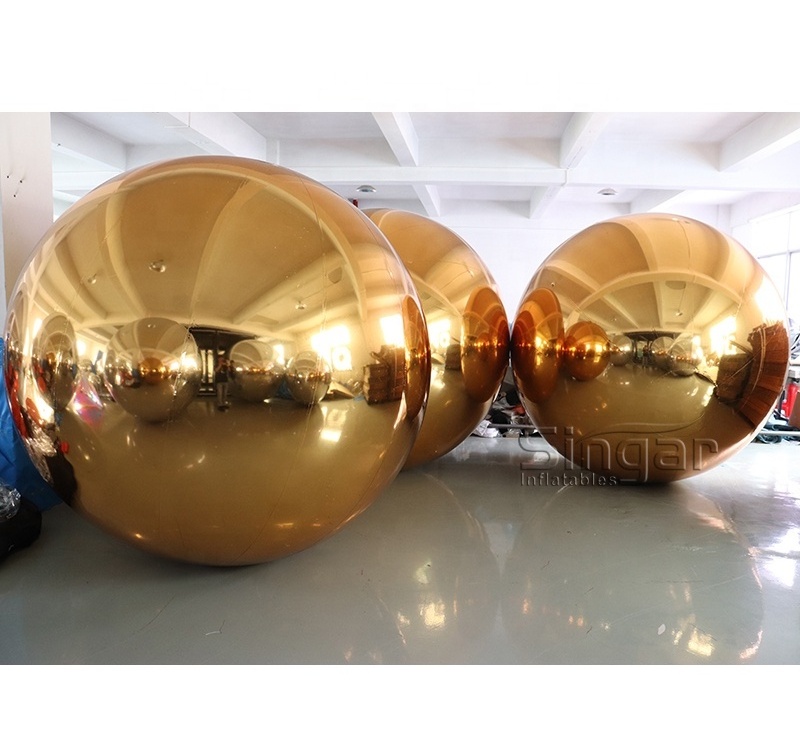 230cm golden giant outdoor big christmas decoration ball christmas ball mirror inflatable gold chrome ball for outdoor decor