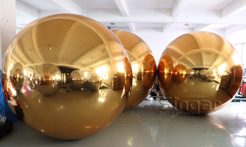 230cm golden giant outdoor big christmas decoration ball christmas ball mirror inflatable gold chrome ball for outdoor decor