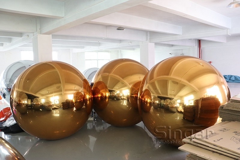 230cm golden giant outdoor big christmas decoration ball christmas ball mirror inflatable gold chrome ball for outdoor decor