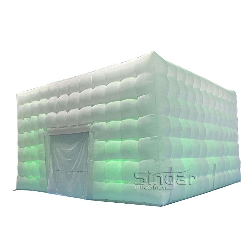 8x8x5m 26x26x16.4ft LED lighting inflatable party event cube white tent for nightclub events