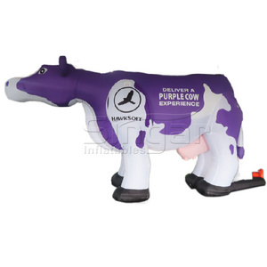 Purple life size giant inflatable cow model for advertising