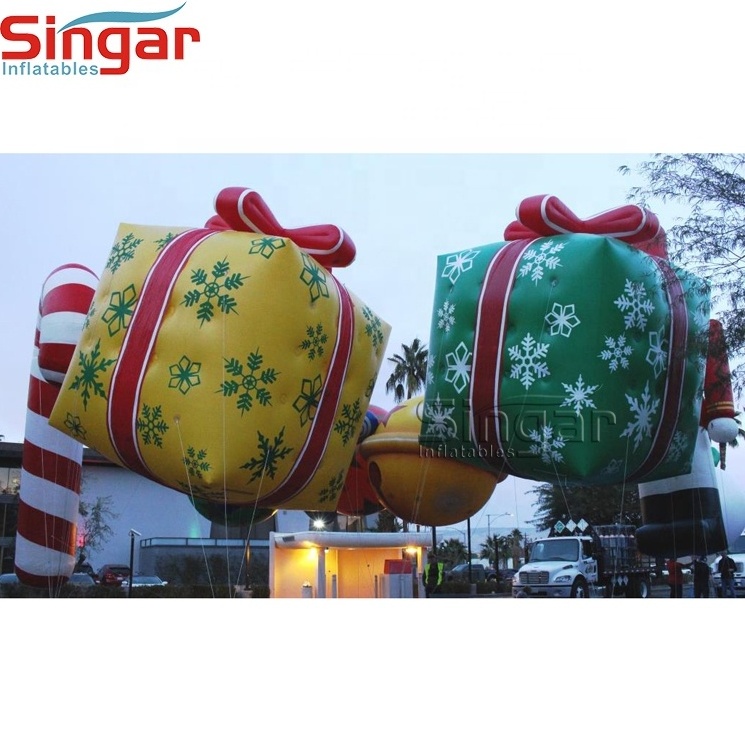 Giant PVC helium inflatable fly present gift boxes balloon christmas santa gingerbread man balloon for christmas parade