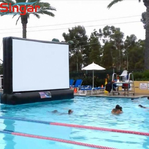 Swimming pool floating inflatable outdoor screen