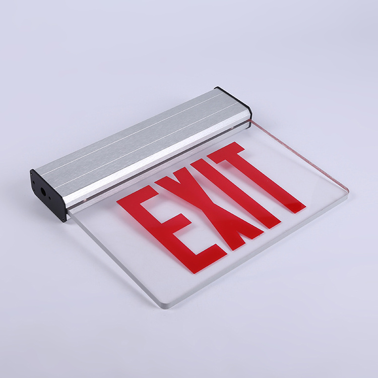 American standard Edge-Lit Aluminum housing battery backup led emergency exit sign light