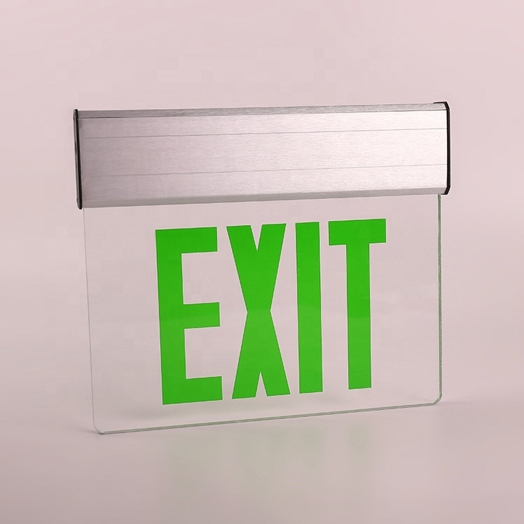 American standard Edge-Lit Aluminum housing battery backup led emergency exit sign light