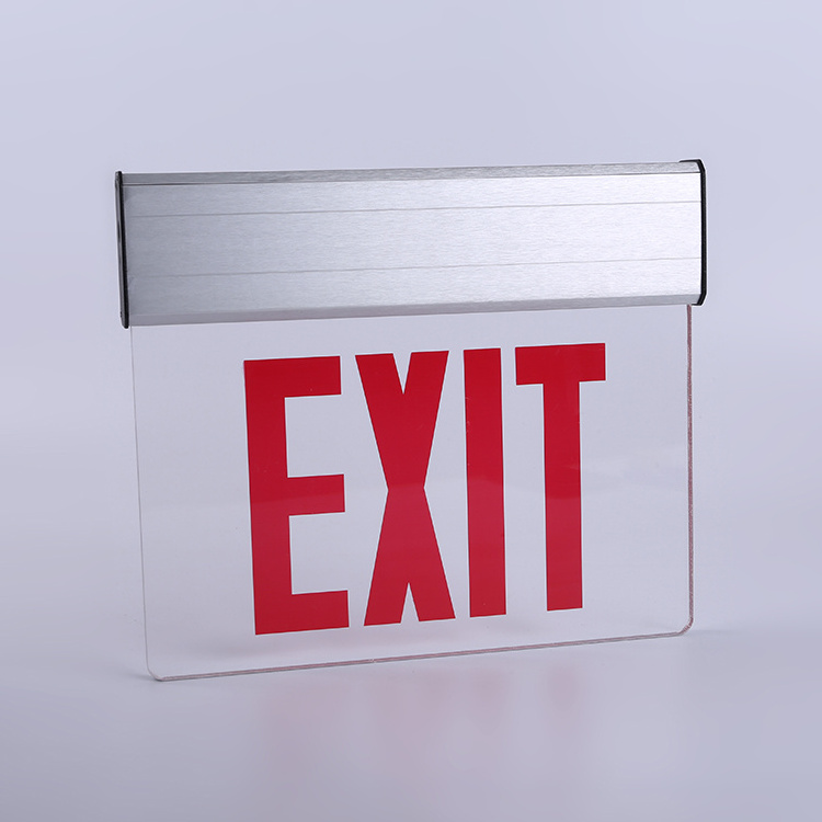 American standard Edge-Lit Aluminum housing battery backup led emergency exit sign light