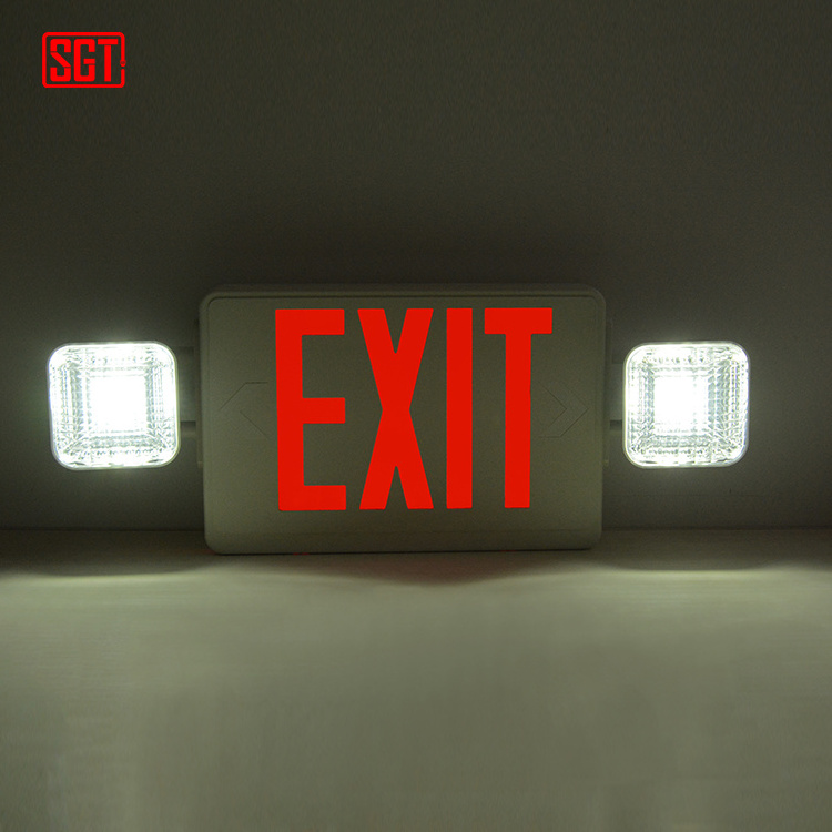 LED Red Exit Sign Emergency Light Combo with Battery backup