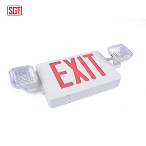 LED Red Exit Sign Emergency Light Combo with Battery backup