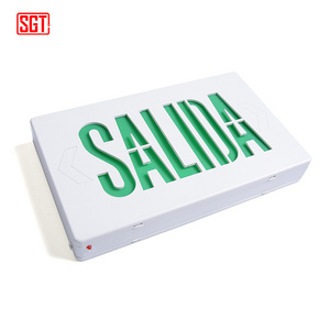 Universal led emergency light salida exit sign with recharging battery backup