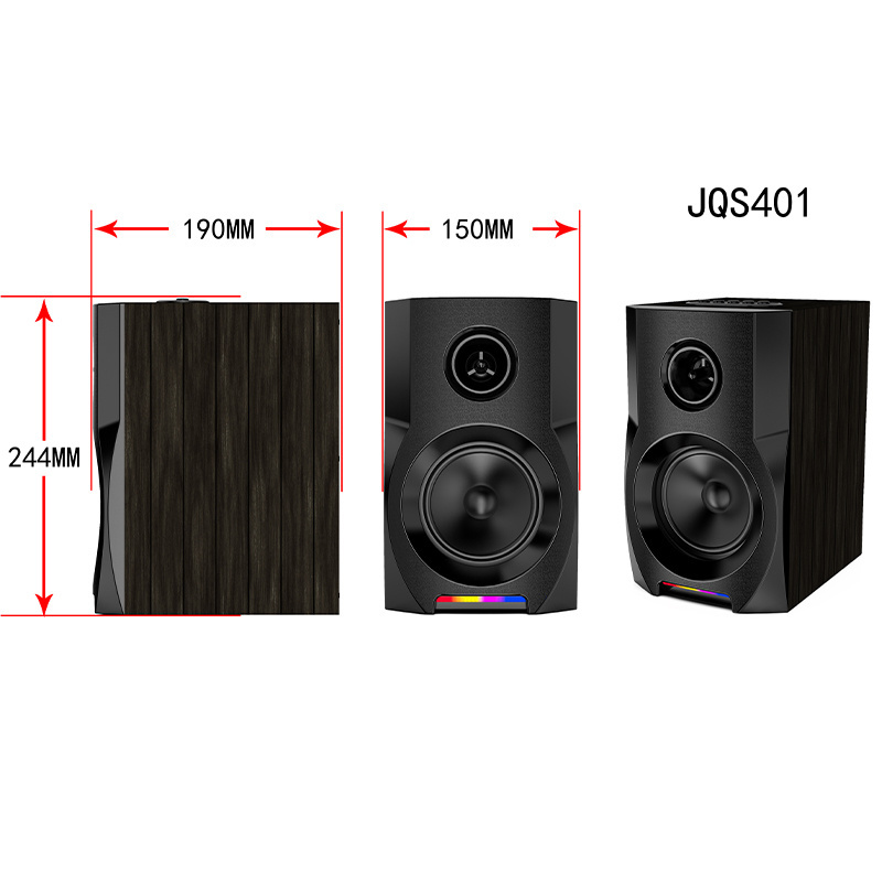 SING-E JQS401 Portable RGB Lights 18W Hight Power Wood Vintage Bass Microphone Karaoke Smart Speaker