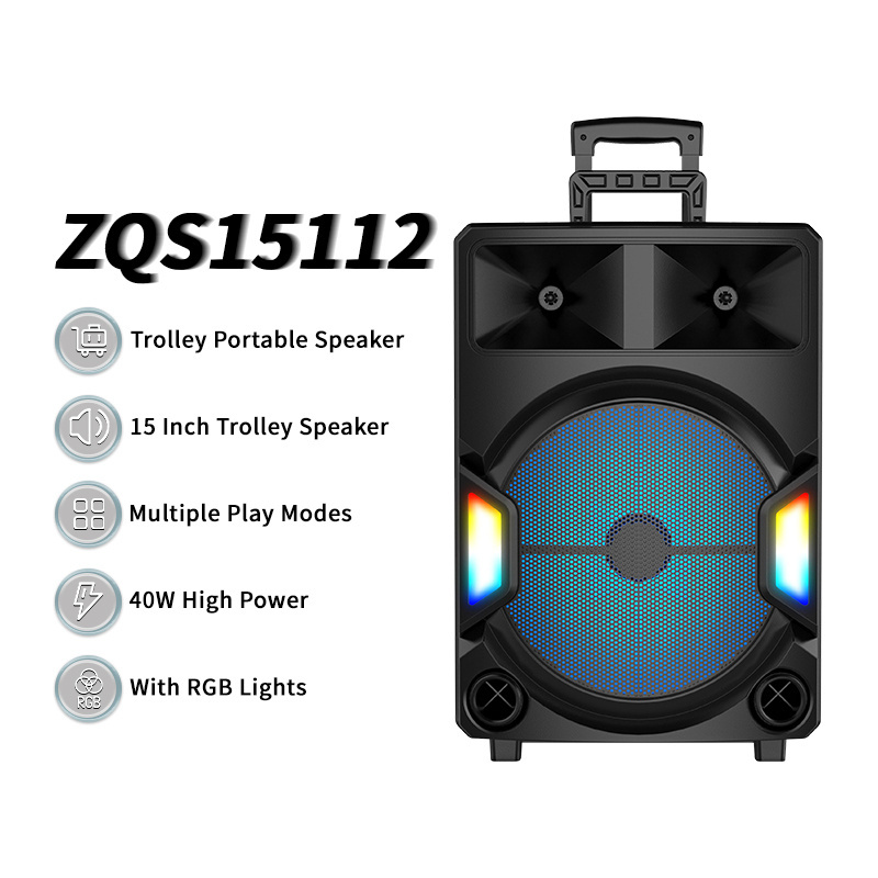 Sing-E ZQS15112  Super Bass Party Trolley Speaker High Battery Capacity with Microphones Remote Control