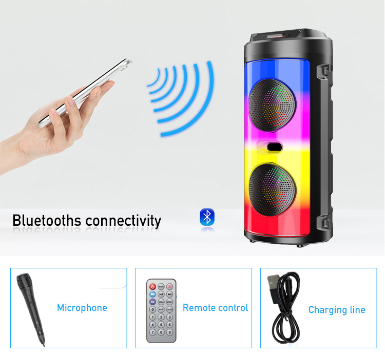 ZQS4248 Outdoor Party Magic lantern Speaker Big Portable Karaoke Bluetooth Speaker With Microphone