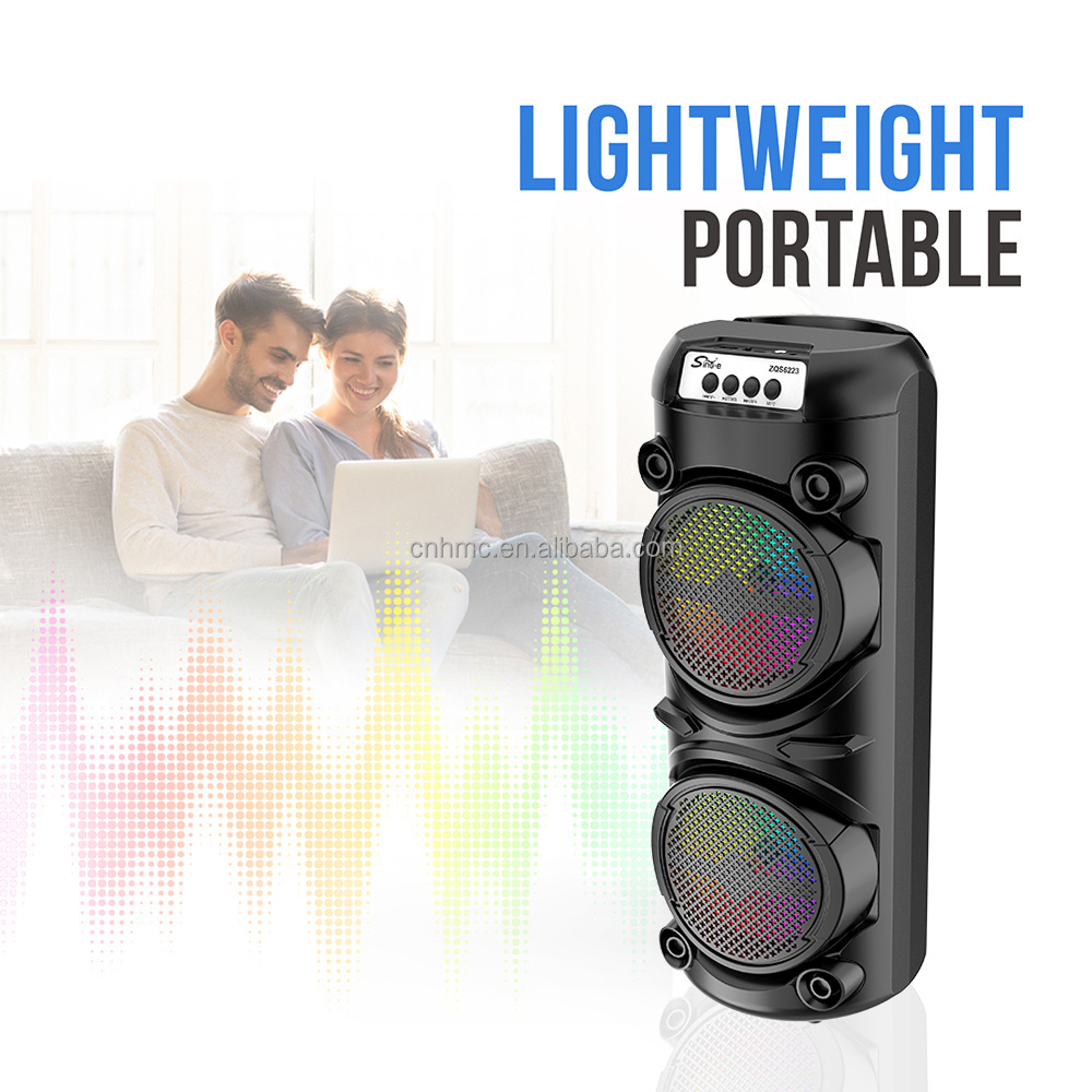 ZQS6223 In Stock New Model Double 6.5 inch BT Portable Trolley Speaker High Power Speaker With LED Karaoke Player