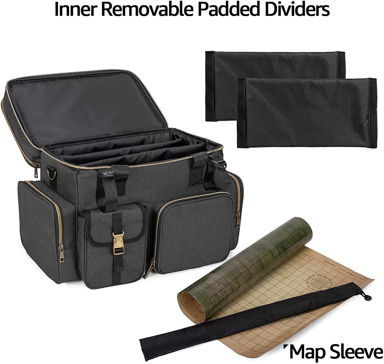 Tabletop RPG Adventurer's Travel Bag, DnD Carrying Travel Bag Large with Miniatures Foam Layer