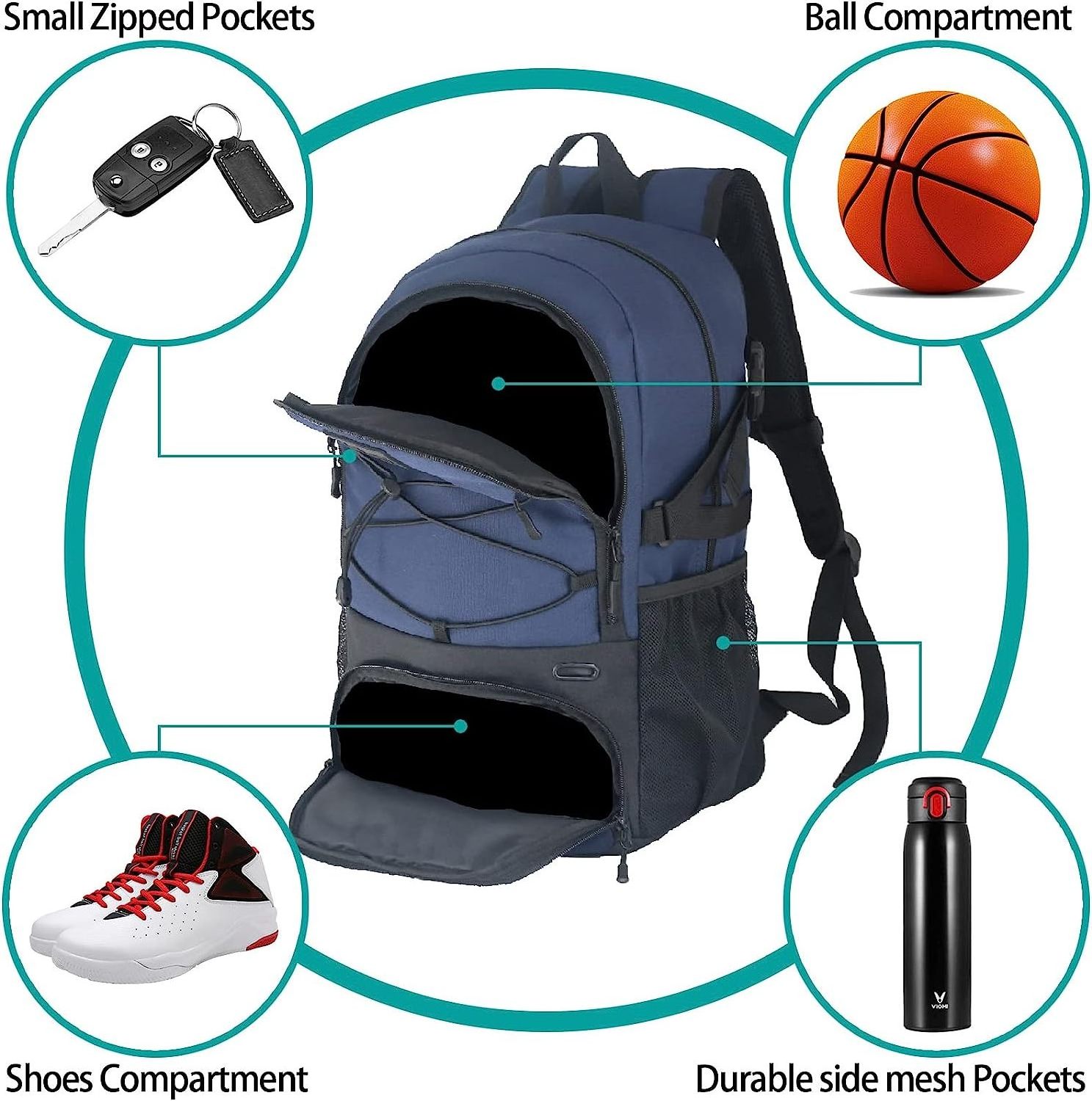 Large Tennis Bag Backpack Men Women Goloni Basketball Soccer Backpack Bag Soccer Backpack Bags for Basketball