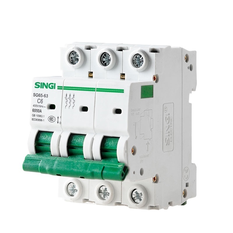 Singi  MCB  SG65-63 3P Miniature Circuit Breaker Hot sale  6ka Electrical 3Pole  63A AC Mini