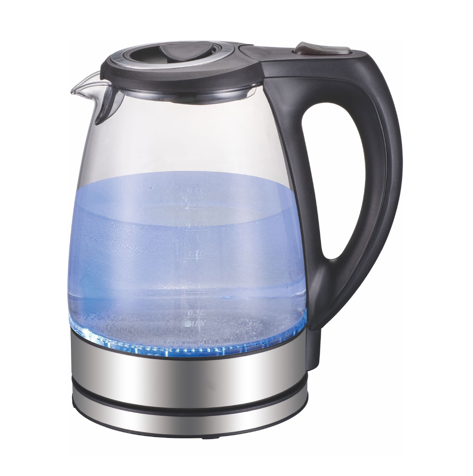 Custom Logo EU UK US plug 110V 220V 1.7L High Borosilicate Glass Coffee Tea Water Electric Kettles For Household