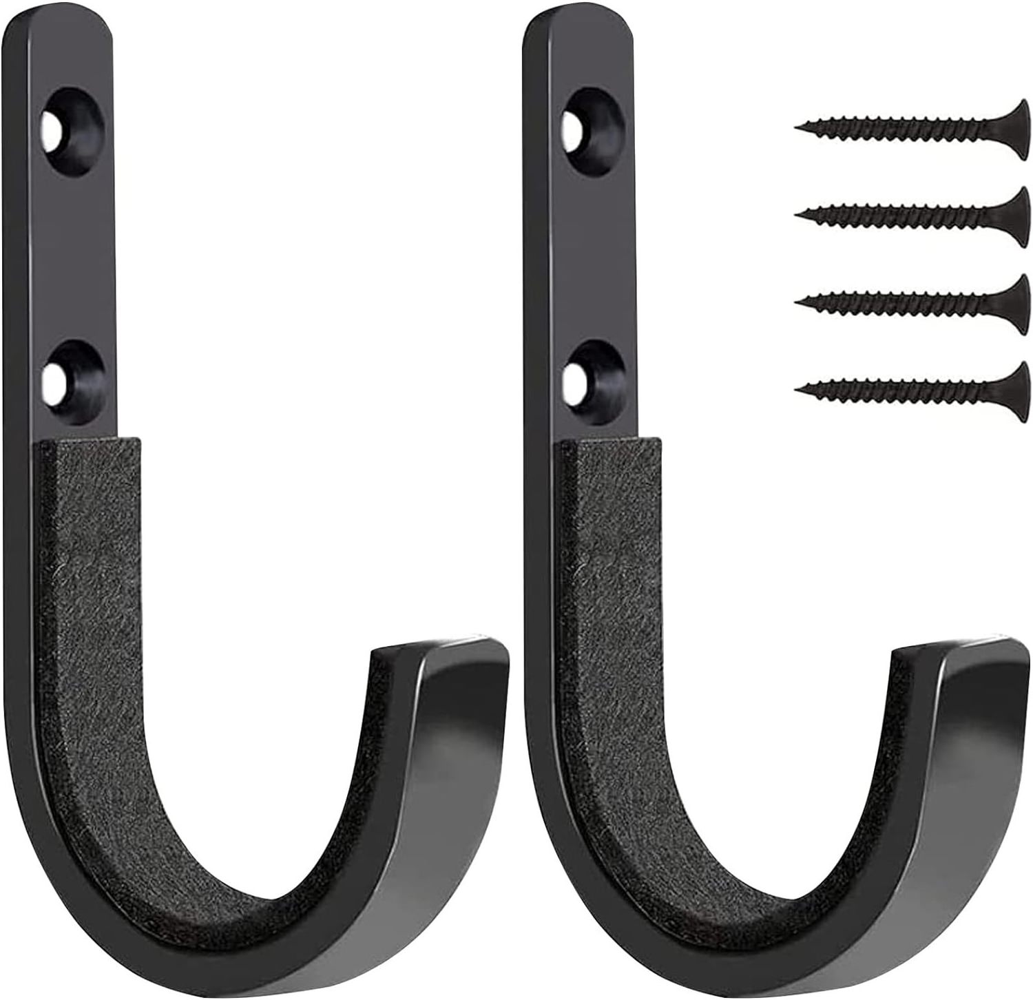 4pcs Metal Rack Storage Hooks Wall Mount Hangers with Soft Padding and Heavy Duty Steel