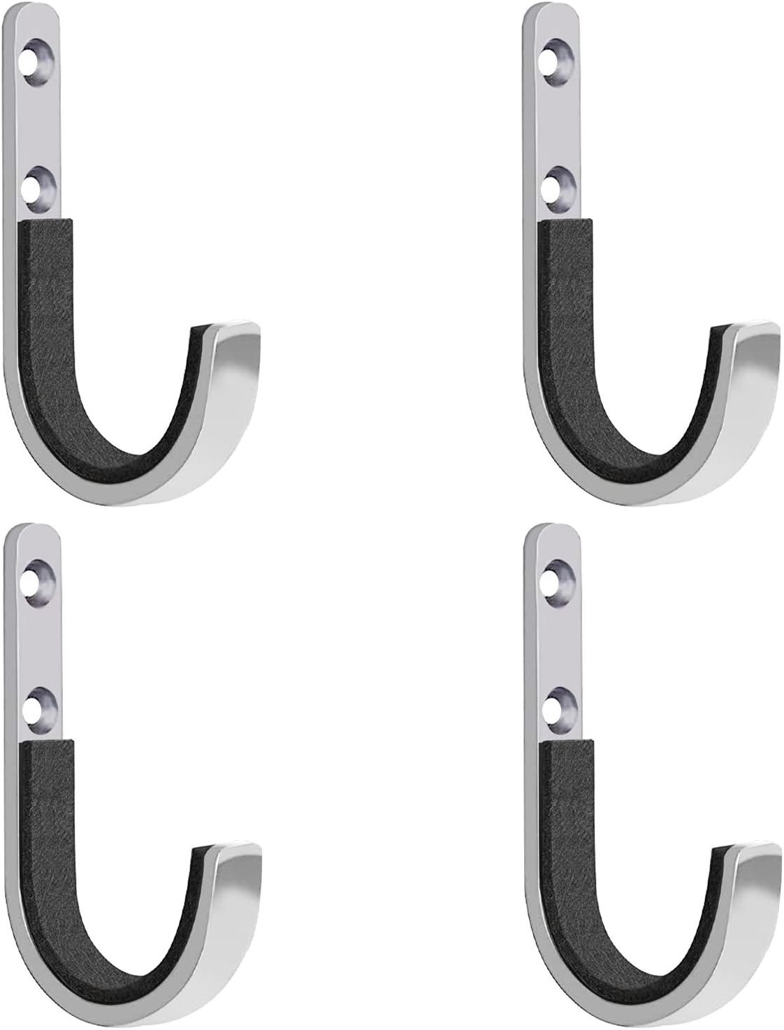 4pcs Metal Rack Storage Hooks Wall Mount Hangers with Soft Padding and Heavy Duty Steel