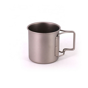 Singland Camping Traveling Home Handle Titanium Pot without Lid Ultralight Water Tea Coffee Mug Titanium Cup 220ml