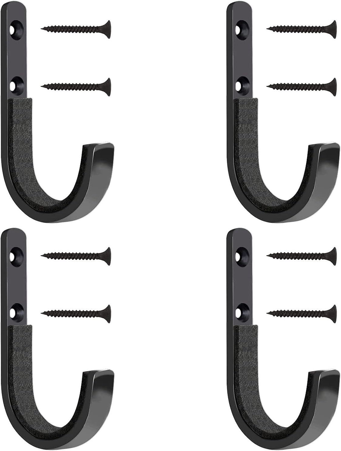 4pcs Metal Rack Storage Hooks Wall Mount Hangers with Soft Padding and Heavy Duty Steel