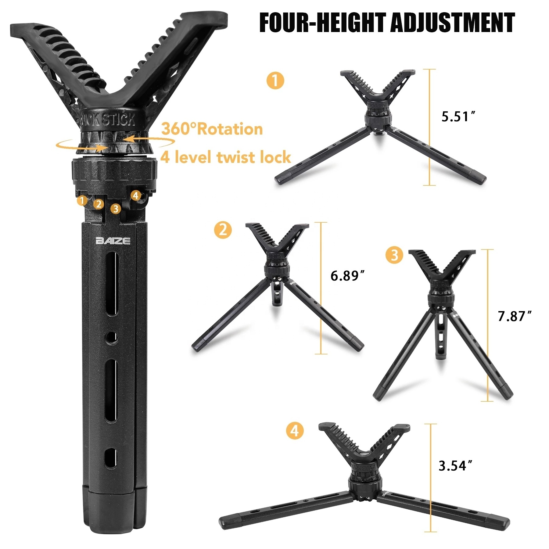 Outdoor Compact Alumminum Shooting Rest with V Yoke Tactical Tripod Hunting Hold Accessories Adjustable Camera Tripod