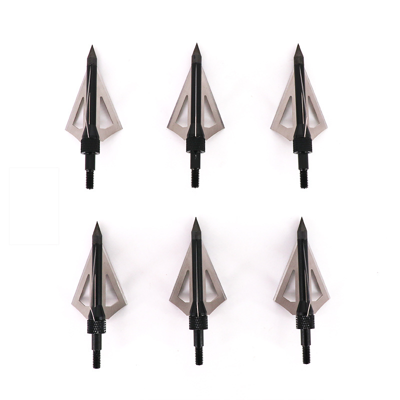 Stainless Steel Aluminum Express Quad Pro Broadhead 100 Grain Weight 6-Pack 3 Blade Hunting Archery Arrow Head