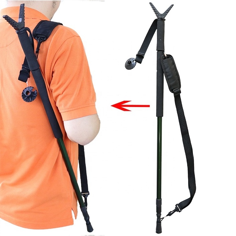 Shooting Hunting Accessory V Yoke Monopod Telescopic Shooting Stick Hunting Stick with Should Strap