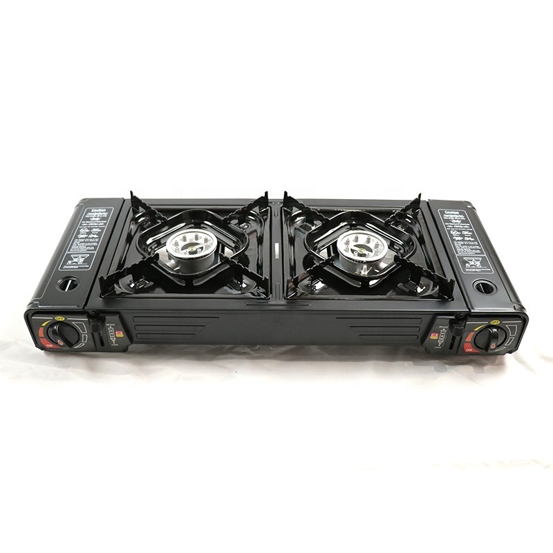 Camping Portable High-quality Safety Butane Double Burner Gas Stove With Plastic Box