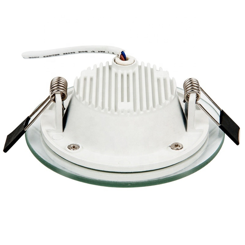 Special promotion 6W Glass led recessed panel light round/square ceiling down lights AC85-265V