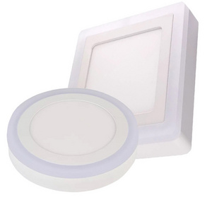 High quality double color recessed surface ceiling colour changing square round led panel light 18+6w