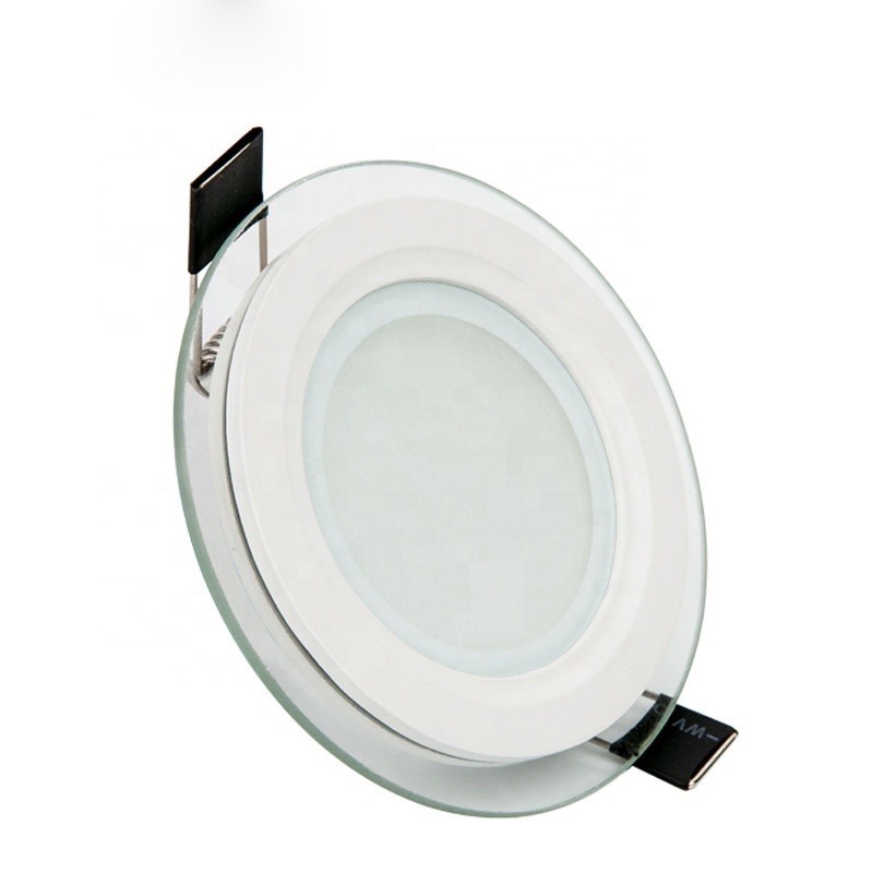 Special promotion 6W Glass led recessed panel light round/square ceiling down lights AC85-265V