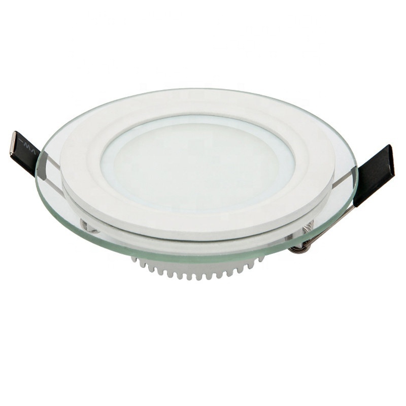 Special promotion 6W Glass led recessed panel light round/square ceiling down lights AC85-265V