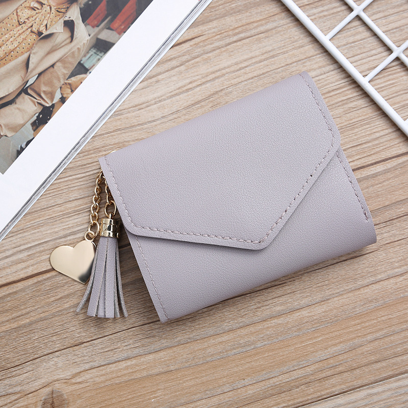 Short wallet women simple tassel small wallet, square mini women's coin purse