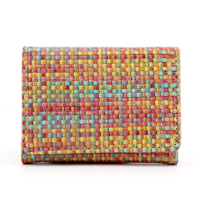 2023 New Woven Pattern Folding Wallet Women's Mini Ultra Thin Wallet Fashion Versatile Short coin Walle