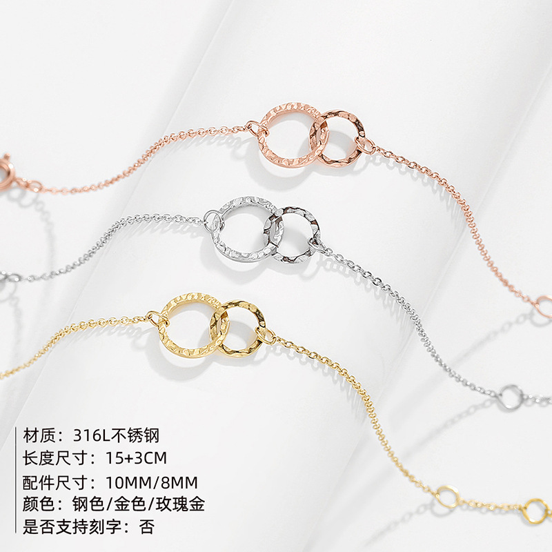 New accessories simple stainless steel gilded round bracelet Korean style hollow bracelet