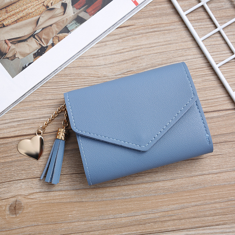 Short wallet women simple tassel small wallet, square mini women's coin purse