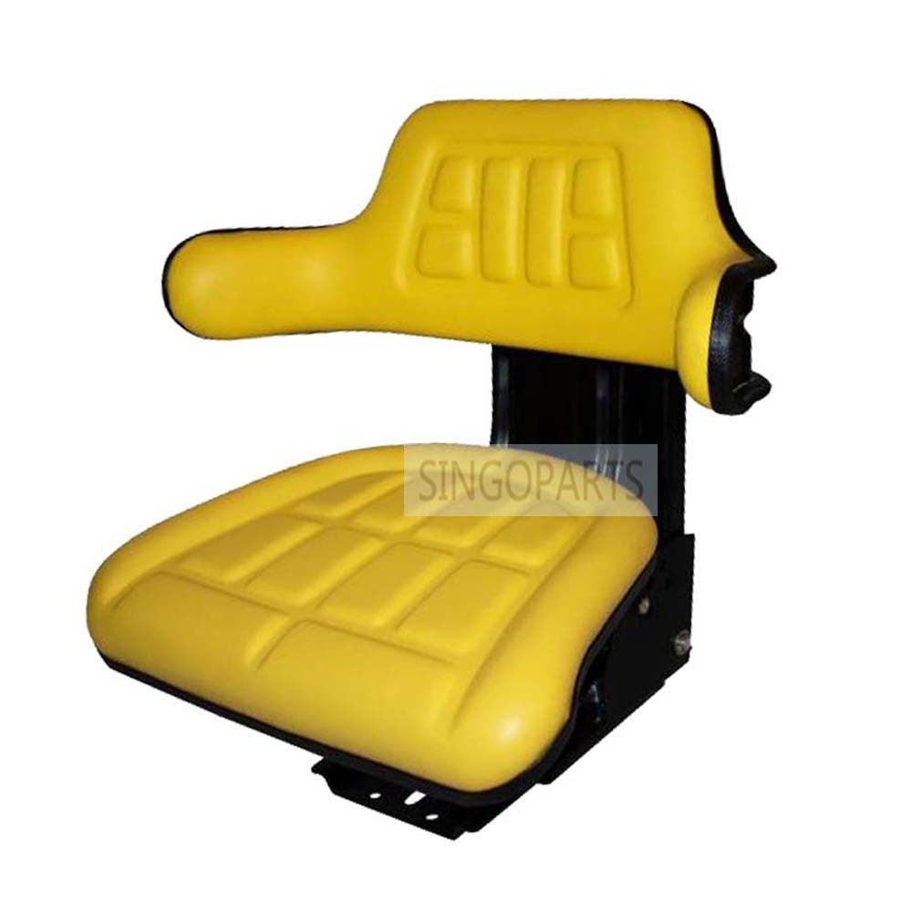 New Black & Yellow Tractor Suspension Seat Mechanical Slide Seat Surround Backrest Adjustable Seat for John Deere