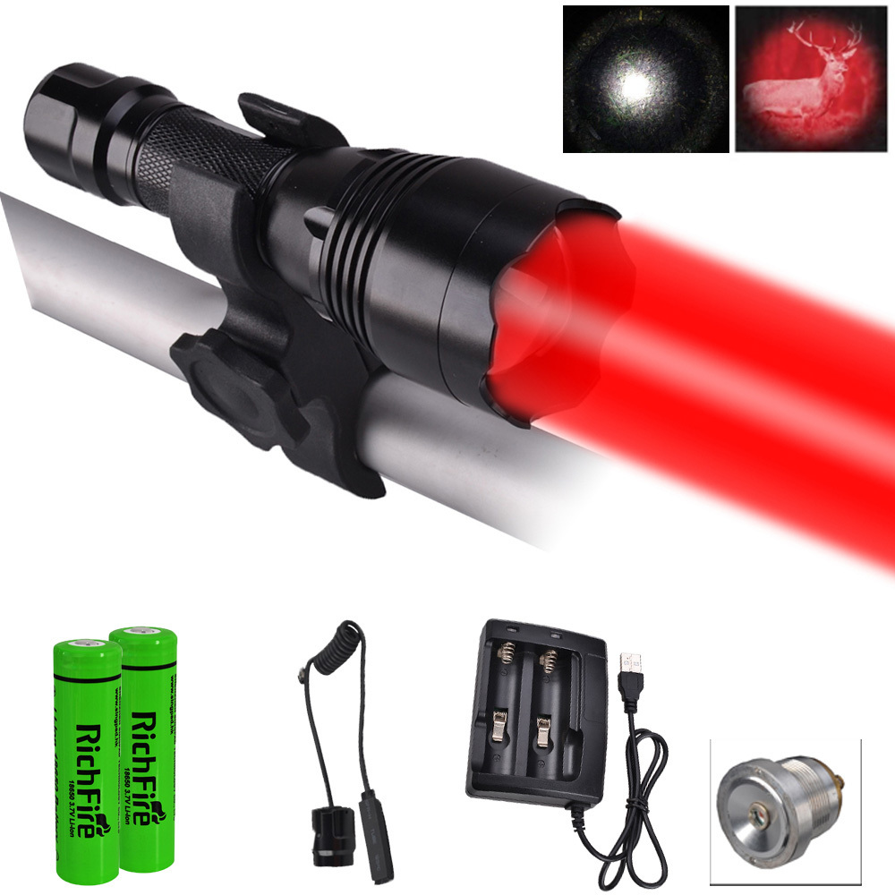 RichFire  Red Green tactical linternas torch light long distance led flashlight kit for indoor and outdoor