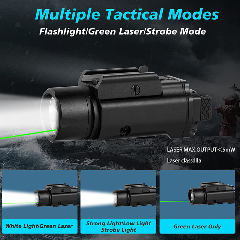 Adjustable Mounted Red and White Light Green Laser Combo Magnetic Rechargeable Flashlight