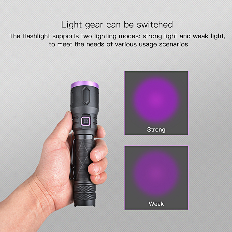 Long Version 365nm 5W High Powerful Ultra Violet UV LED Flashlight for Night Hunting UV Curing 21700 Battery