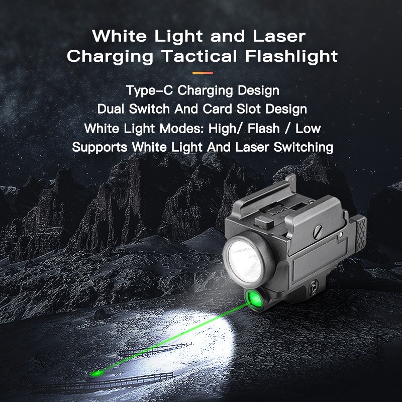 800 lumen Universal Tactical Light with Green Laser combo beam flashlight