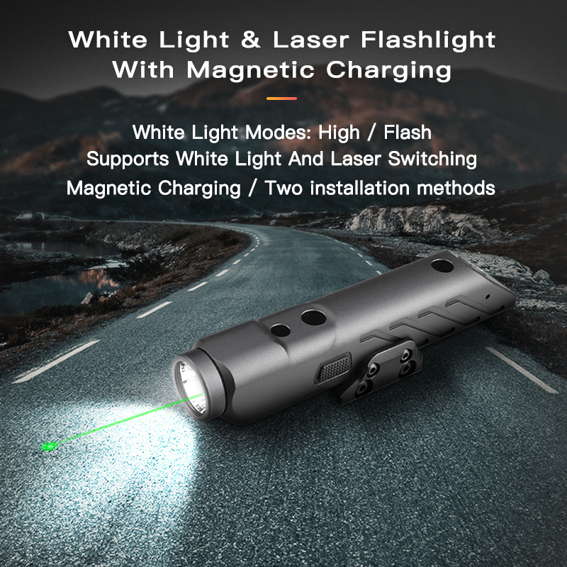 New MOLK &PICA 2 IN 1 Laser Light Combo 1700 Lumen Rechargeable Green Laser Flashlight