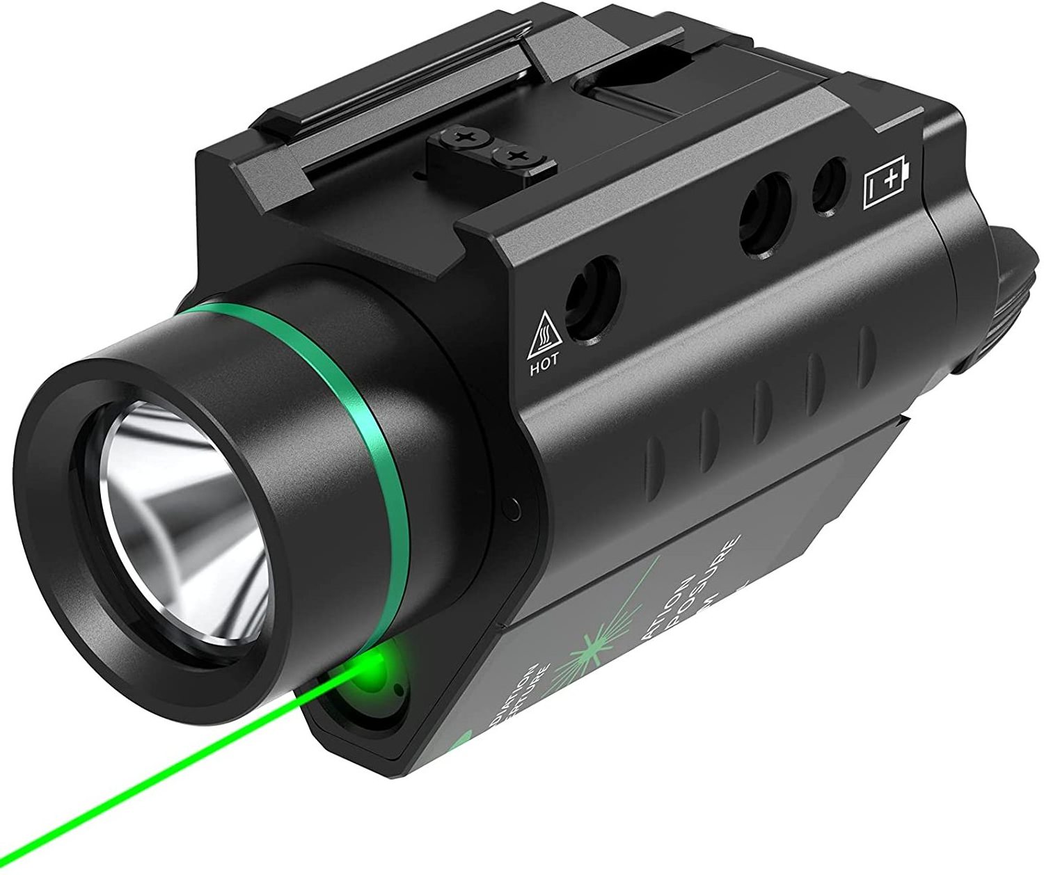 Hot selling 300lm Quick mount flashlight white and green light laser combo