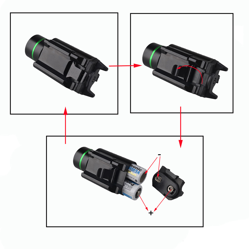 Hot selling 300lm Quick mount flashlight white and green light laser combo